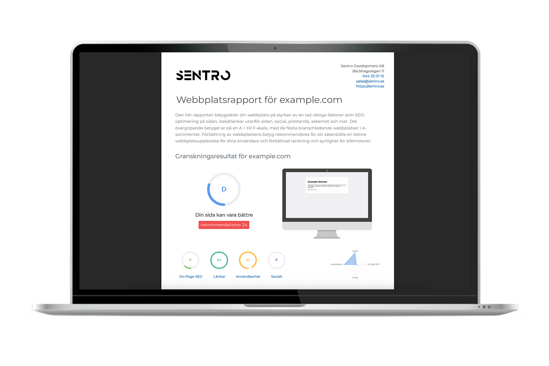 SEO-rapport från Sentro